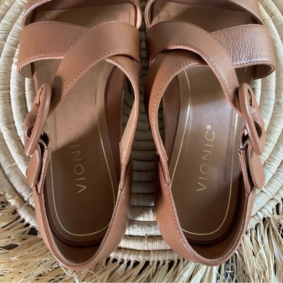 VIONIC Women’s Pacifica Sandals Toffee Leather Size 8 WIDE - Picture 7 of 16